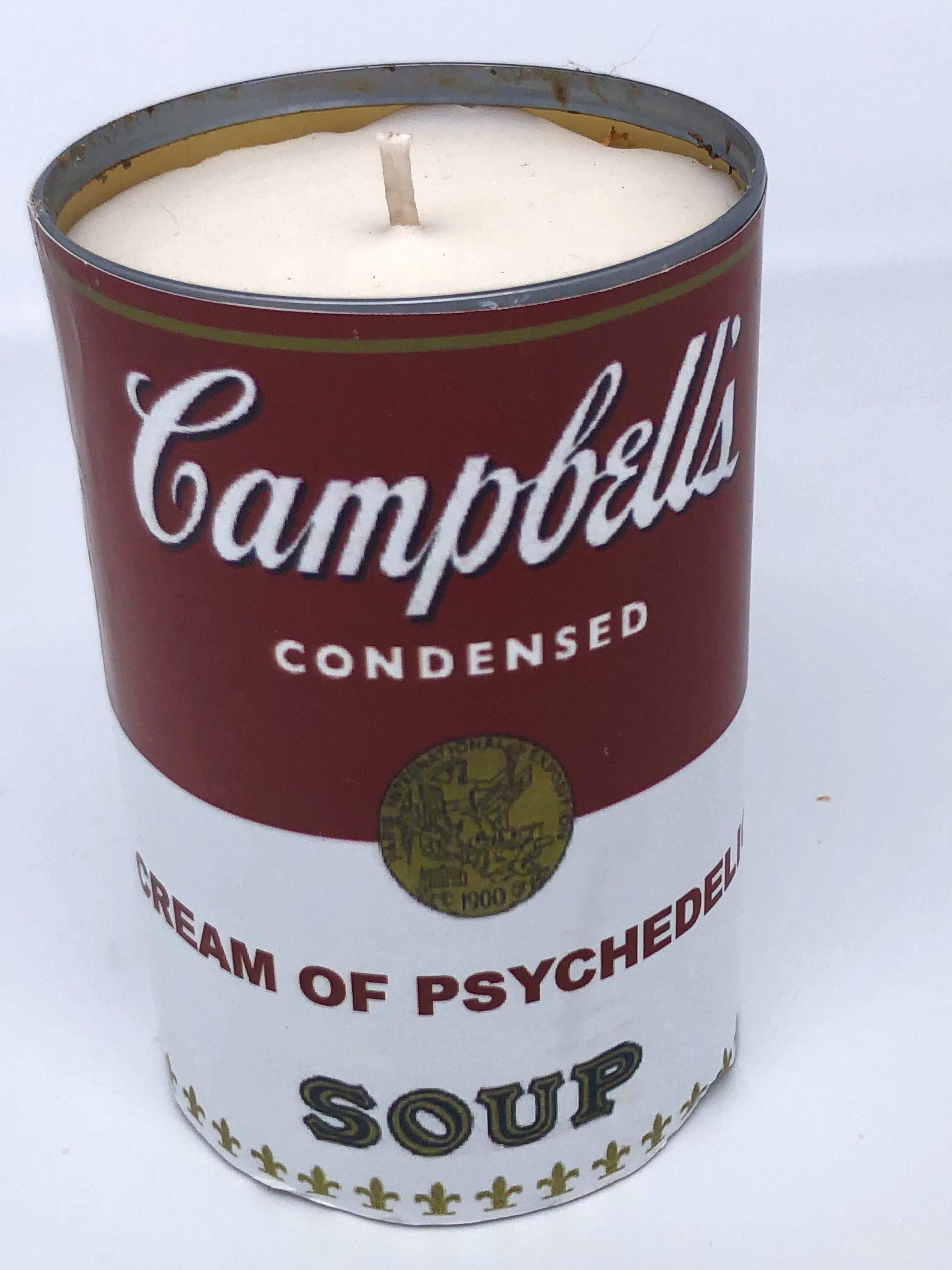Cream of Psychedelic Soup Can Candle