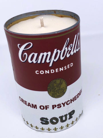 Cream of Psychedelic Soup Can Candle
